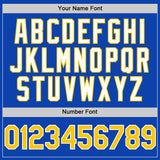 Custom Thunder Blue Yellow-White 3D Pattern Design Gradient Style Twinkle Star Authentic Baseball Jersey