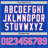 Custom Thunder Blue Pink-White 3D Pattern Design Gradient Style Twinkle Star Authentic Baseball Jersey