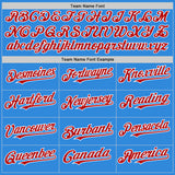 Custom Electric Blue Red-White 3D Pattern Design Gradient Style Twinkle Star Authentic Baseball Jersey