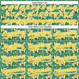 Custom Green White-Yellow 3D Pattern Design Animal Flamingo And Hawaii Palm Leaves Authentic Baseball Jersey