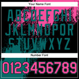 Custom Pink Black-Teal 3D Pattern Design Abstract Brush Stroke Authentic Baseball Jersey