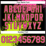Custom Pink Black-Neon Yellow 3D Pattern Design Abstract Brush Stroke Authentic Baseball Jersey