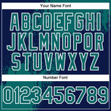 Custom Teal Navy-White 3D Pattern Design Abstract Brush Stroke Authentic Baseball Jersey