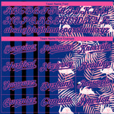 Custom Royal Pink-Black 3D Pattern Design Tropical Palm Leaves And Famingo Authentic Baseball Jersey