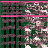Custom Green Pink-Black 3D Pattern Design Tropical Palm Leaves And Famingo Authentic Baseball Jersey