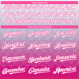 Custom Gray White-Pink 3D Pattern Design Gradient Square Shape Authentic Baseball Jersey