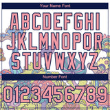 Custom White Medium Pink-Navy 3D Pattern Design Colorful Flowers And Mushrooms Psychedelic Hallucination Authentic Baseball Jersey