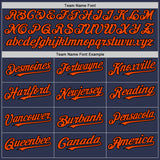 Custom Navy Orange-Black 3D Pattern Design Abstract Splatter Texture Authentic Baseball Jersey