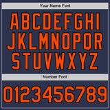 Custom Navy Orange-Black 3D Pattern Design Abstract Splatter Texture Authentic Baseball Jersey