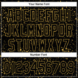 Custom Black Old Gold 3D Pattern Design Abstract Splatter Ink Authentic Baseball Jersey