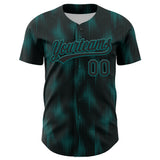 Custom Black Teal 3D Pattern Design Halftone Dots Authentic Baseball Jersey