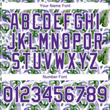 Custom White Purple 3D Pattern Design Tropical Monstera Authentic Baseball Jersey