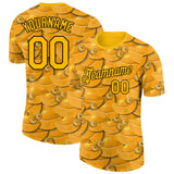 Custom Gold Black 3D Pattern Design Gold Ingot Money Theme Performance T-Shirt