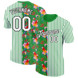 Custom White Grass Green-Black 3D Tropical Hawaii Leaves And Animal Parrot Performance T-Shirt