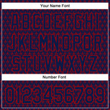 Custom Navy Red 3D Pattern Design Hearts Authentic Baseball Jersey