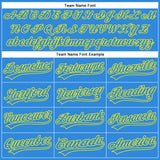 Custom Electric Blue Light Yellow 3D Pattern Design Champion Trophy Authentic Baseball Jersey