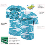 Custom Panther Blue Black-White 3D Pattern Design Fish Performance T-Shirt