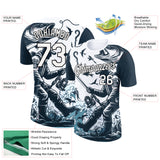 Custom White Black 3D Pattern Design Fishing Fish Hook Performance T-Shirt