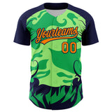 Custom Neon Green Bay Orange-Navy 3D Halloween Authentic Baseball Jersey