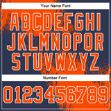 Custom Stitched Navy Orange-White 3D Pattern Design Abstract Brush Stroke Sports Pullover Sweatshirt Hoodie
