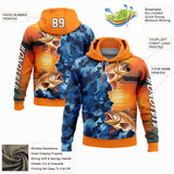 Custom Bay Orange Camo-Black 3D Trout Fish Fishing Sports Pullover Sweatshirt Hoodie