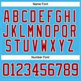 Custom Sky Blue Red-White Funny Christmas 3D Hockey Lace Neck Jersey