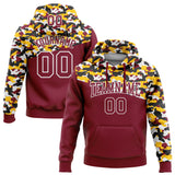 Custom Stitched Camo Crimson Black-Yellow 3D Sports Pullover Sweatshirt Salute To Service Hoodie
