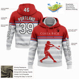 Custom White Red Royal Gray-Black 3D Costa Rica Costa Rican Flag Sports Pullover Sweatshirt Hoodie
