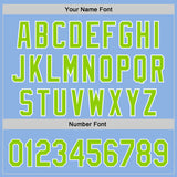 Custom Light Blue Neon Green-White 3D Funny Christmas Authentic Baseball Jersey