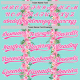 Custom Ice Blue Pink-White 3D Tropical Hawaii Jungle Leaves And Flower Authentic Baseball Jersey