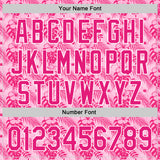 Custom Hot Pink White 3D Tropical Hawaii Jungle Leaves And Flower Authentic Baseball Jersey