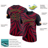 Custom Crimson Black-Old Gold 3D Esports Performance T-Shirt