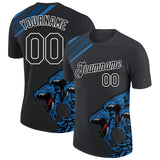 Custom Black Blue-White 3D Esports Performance T-Shirt