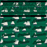 Custom Kelly Green Black 3D Pattern Design Sailing Ship Columbus Day Performance T-Shirt