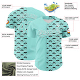 Custom Ice Blue White 3D Pattern Design Father's Day Mustache Authentic Baseball Jersey
