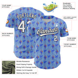 Custom Light Blue White-Black 3D Hawaii Tropical Palm Tree And Cactus Authentic Baseball Jersey