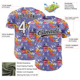 Custom Light Purple White-Black 3D Hawaii Beach Seabird Authentic Baseball Jersey