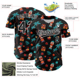 Custom Black White 3D Hawaii Tropical Palm Tree Flower And Tiki Mask Authentic Baseball Jersey