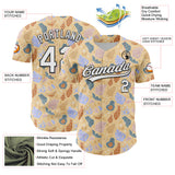 Custom Brown White-Black 3D Hawaii Tropical Palm Leaves Authentic Baseball Jersey