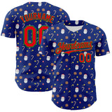 Custom Royal Fire Red-Grass Green 3D Pattern Design Christmas Foodie Food Snack Chocolate Cookie Candy Cane Authentic Baseball Jersey