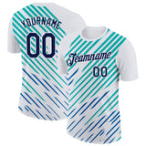 Custom White Navy Blue-Aqua 3D Esports Performance T-Shirt