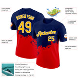 Custom Navy Gold-Fire Red 3D Esports Performance T-Shirt