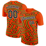 Custom Orange Black-Gold 3D Esports Performance T-Shirt