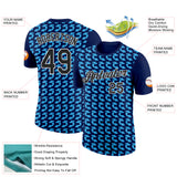 Custom Navy Black-Sky Blue 3D Esports Performance T-Shirt