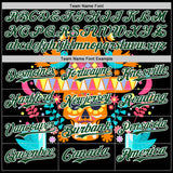 Custom Black Green-White 3D Mexican Festival Flower Skull With Sombrero Cinco de Mayo Authentic Baseball Jersey