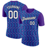 Custom Purple Royal-Lakes Blue 3D Esports Performance T-Shirt
