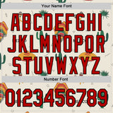 Custom Cream Red-Black 3D Mexican Festival Cactus And Sombrero Cinco de Mayo Authentic Baseball Jersey