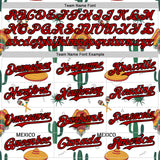Custom White Red-Black 3D Mexican Festival Cactus And Sombrero Cinco de Mayo Authentic Baseball Jersey