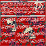 Custom Red White 3D Mexican Festival Skull And Flower Cinco de Mayo Authentic Baseball Jersey