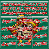Custom Kelly Green Red-White 3D Mexican Festival Skull With Sombrero Cinco de Mayo Authentic Baseball Jersey